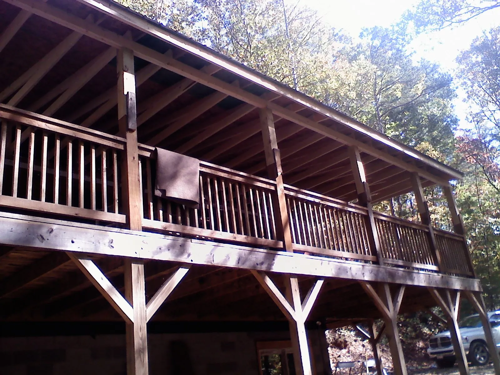 Timber framing under a new elevated porch and deck — Roof Leak Repair in Flossmoor by Roofing Brothers